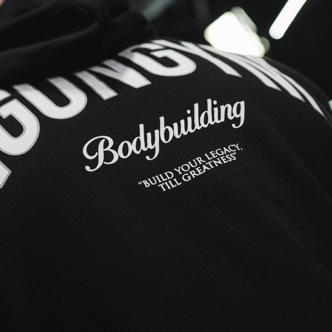 BODYBUILDING HOODIE BY JT - BLACK