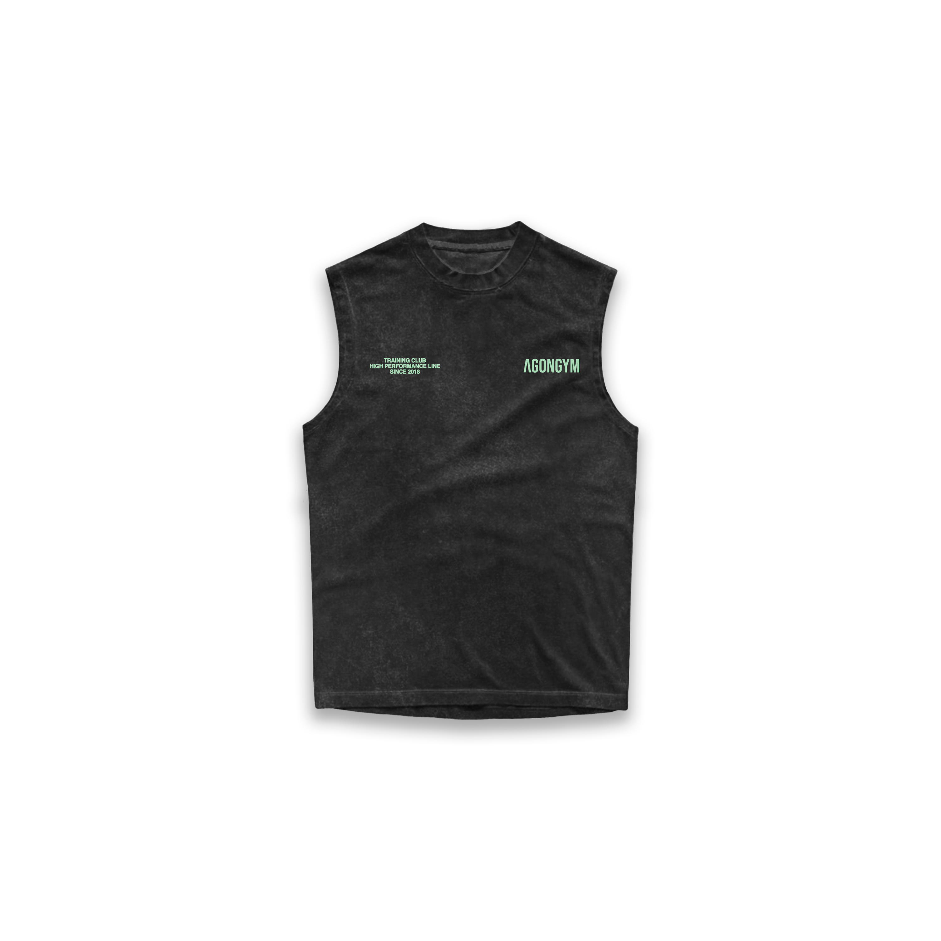 OVERSIZE SLEEVLESS TRAINING CLUB - WASHED BLACK/LIME GREEN