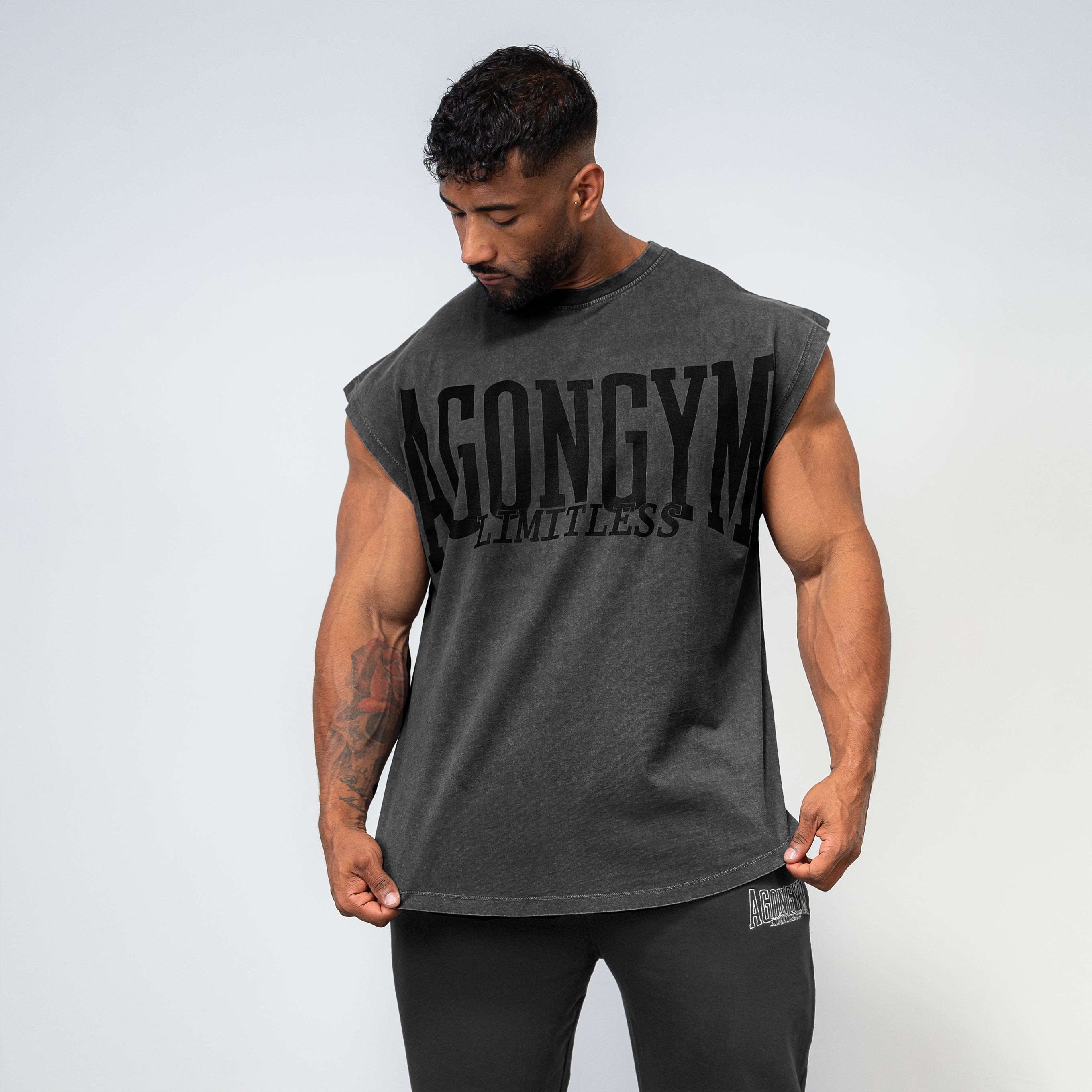 DARK OVERSIZE SLEEVELESS - DARK GRAY