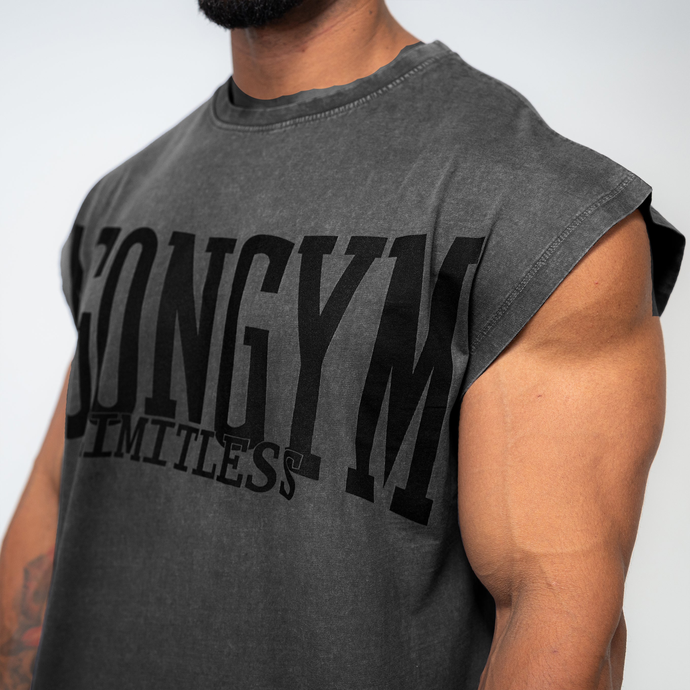 DARK OVERSIZE SLEEVELESS - DARK GRAY