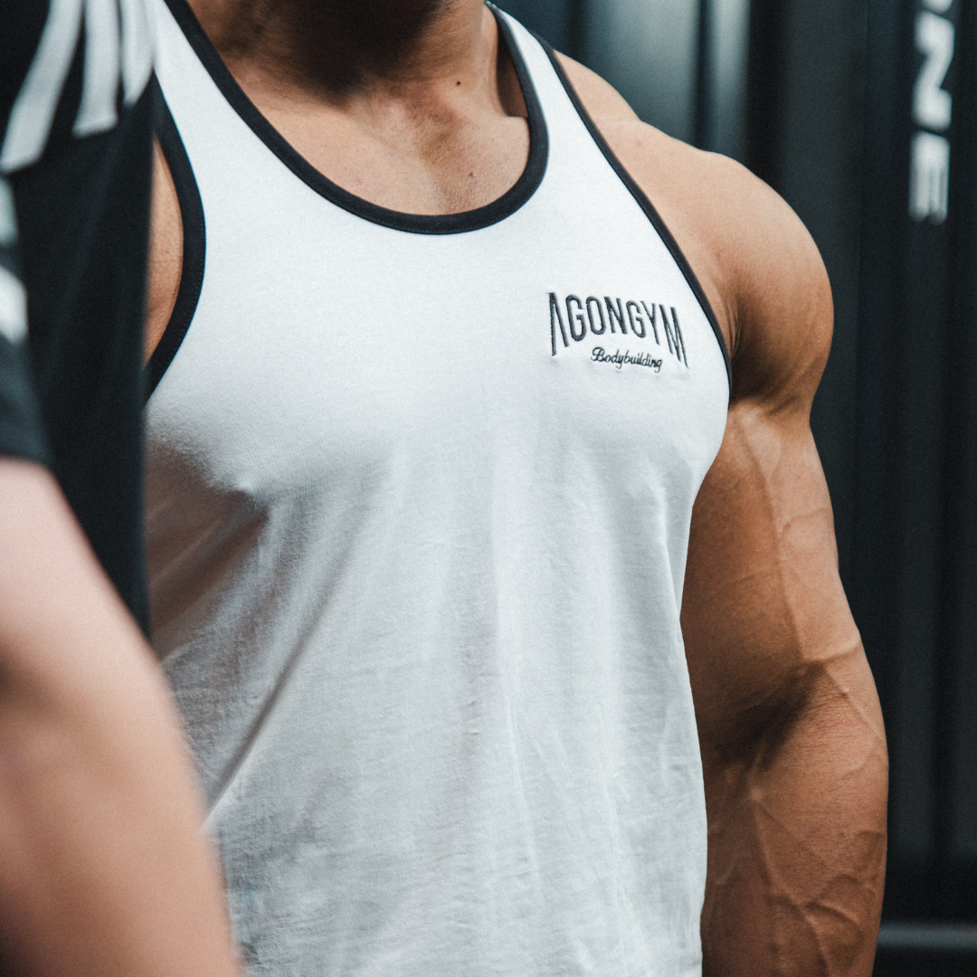 BODYBUILDING STRINGER BY JT - WHITE