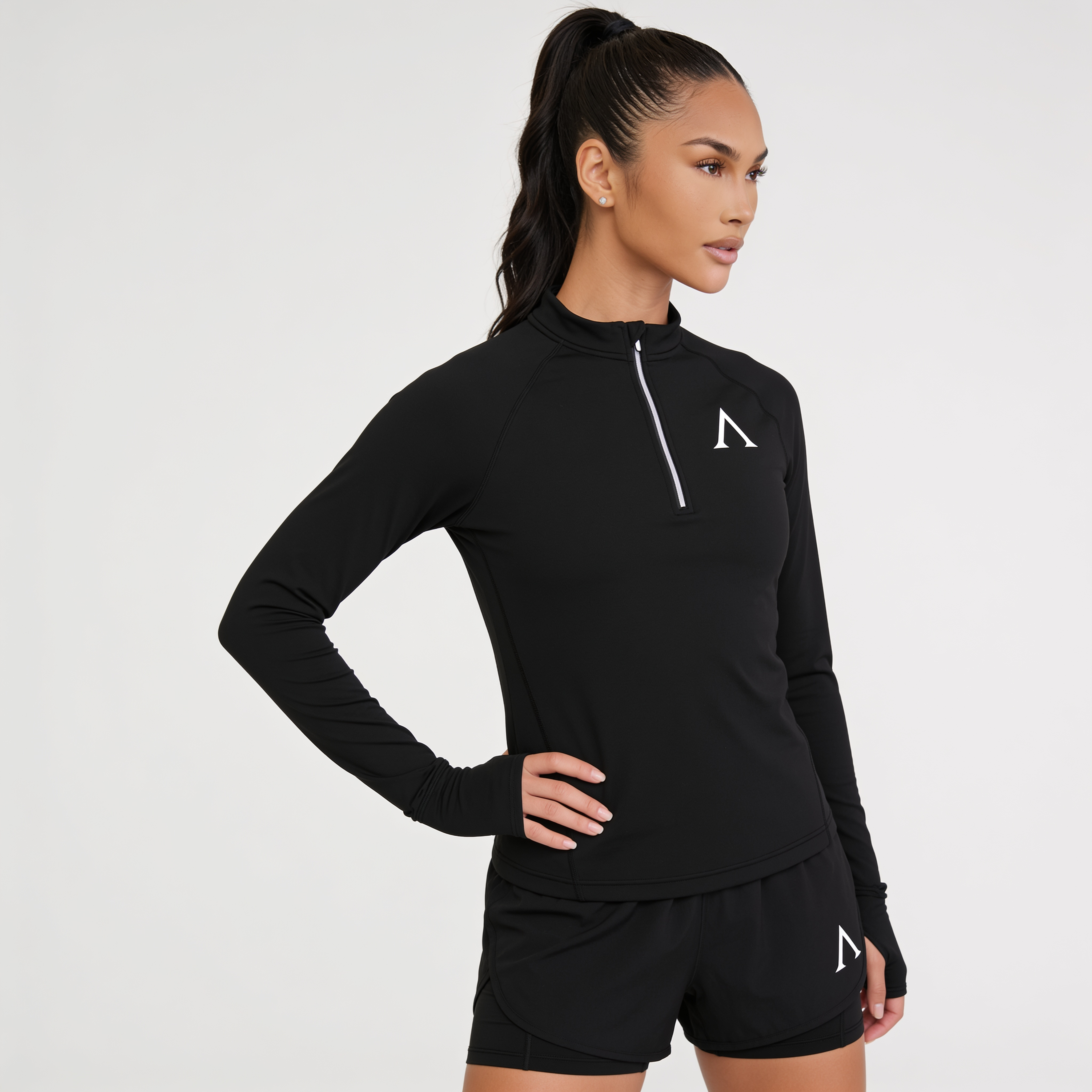 SOFTMESH ZIP LONG SLEEVE - BLACK